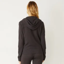 MONROW Supersoft Zip Up Hoody WASHEDBLACK Hot